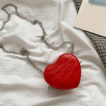 Bolsa em couro pu feminina, bolsa em forma de coração, pequena com corrente de ombro, fashion 2024 - compre barato