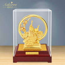 3D Gold Phoenix Figurines Ornaments 24k Gold Foil Wedding decor Luxury Peacock Desktop Ornament Crafts Home Decor Wedding Gifts 2024 - buy cheap