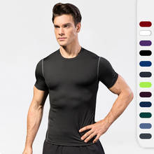 Men Solid Color Fitness Training T-Shirts Quick Dry Short Sleeve Tops Bodybuilding Training Sportswear Breathable Running Shirts 2024 - buy cheap