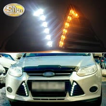 Amarelo girando relé de sinal à prova dwaterproof água abs 12v carro drl lâmpada led luz circulação diurna para ford focus 3 mk3 2012 2013 2014 2024 - compre barato