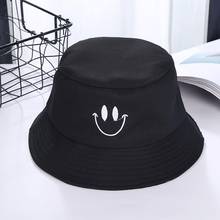 Embroidery Smile Face Expression Bucket Hats For Women bob Summer Cap Men's panama hat Fishing Hat gorro pescador панама женская 2024 - buy cheap