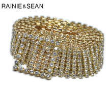 RAINIE-Cinturón de diamantes de imitación para mujer, cinturón de Metal, a la moda, plateado, dorado, lujoso, para vestido de boda 2024 - compra barato