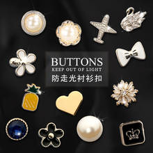 10 piezas de alfileres de botón para camisa con diamantes de imitación de perlas para ropa, prevención de exposición Accidental, broche, mancuernillas con insignia, decoración de ropa 2024 - compra barato