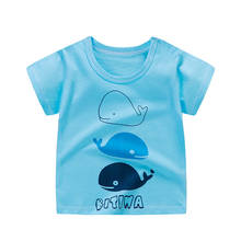 Camisetas para bebês meninas, manga curta de verão, roupas de algodão, camisetas estampadas com animais de desenho animado para meninos, roupas infantis, camiseta sintética 2024 - compre barato