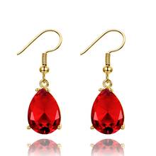 Golden Color Red Ruby Gemstone Women's Drop Earrings Silver Earrings For Women 10x14MM Party Wedding Jewelry Gifts 2024 - buy cheap