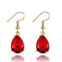 Cor dourada rubi vermelho pedra preciosa brincos femininos 925 brincos de prata esterlina para as mulheres 10x14mm festa de casamento jóias presentes 2024 - compre barato