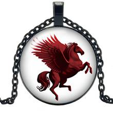 Realmente! Pingente de vidro pegasus vermelho criativo, colar feminino pingente cavalo joias estilosas para decoração 2019 2024 - compre barato