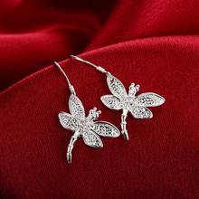 Hot sale Jewelry 925 Stamp Silver color Earring Fashion Woman crystal dragonfly earrings Gifts for girlfriends 2024 - buy cheap