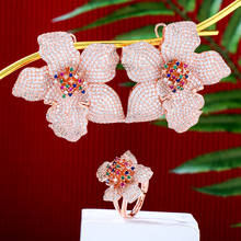 GODKI-pendientes de circonia cúbica con flores para mujer, aretes, aros, compromiso, boda, 49mm, exclusivo 2024 - compra barato