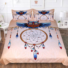 Dreamcatcher Blue Owl Bedding Duvetcover&2pcs Pillowcase Bohemia Feather Comforter Sets Cover Mandala Bedclothes for Aldult Kids 2024 - buy cheap