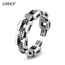CIAXY-Anillo de Plata de Ley 925 estilo Punk Unisex, anillo de dedo Midi, diseño de patrón de cadena superhueca, anillos de apertura ajustables 2024 - compra barato