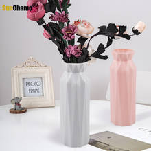 2020 пластиковая Цветочная ваза для украшения интерьера белые вазы имитация керамической вазы Украшение цветочный горшок в скандинавском стиле Цветочная корзина 2024 - купить недорого