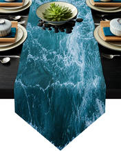 Toalha de mesa decorativa onda do mar, toalha de mesa para casamento, decoração de mesa, fazenda, cozinha 2024 - compre barato