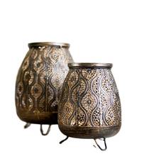 Nordic Vintage Black Candle Holder Gold Iron Hollow Carved Candlestick Candle Lantern Ornaments Bougeoir Moroccan Decor FC443 2024 - buy cheap