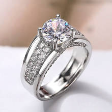 Novo design grande redondo zircão cúbico prata cor anel de casamento de luxo anéis de noiva para as meninas feminino elegante festa jóias 2024 - compre barato
