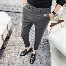 2020 мужские облегающие брюки повседневные деловые брюки модные мужские Формальные Свадебные платья брюки уличная одежда мужская одежда черный серый 2024 - купить недорого