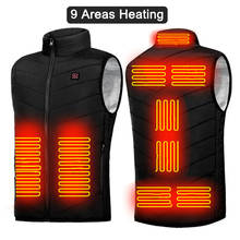 New 9 Places Heated Vest Men Women Usb Heated Jacket Heating Vest Thermal Clothing Winter Heating Hunting Vest Black S-6XL 2024 - buy cheap