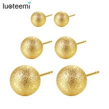 LUOTEEMI 5mm 8mm 10mm Gold Color Ball Stud Earring for Women Ear Post Stud Earrings for Women Men Fashion Jewelry Wholesale 2024 - buy cheap