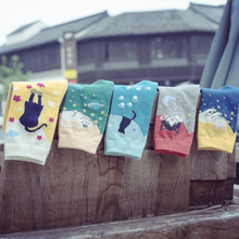 Calcetines de algodón con estampado de gato para mujer, medias informales transpirables, estilo Kawaii, Harajuku, ropa de calle, invierno, 5 pares 2024 - compra barato