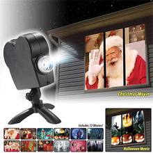 Proyector láser para cine en casa, miniproyector de luz de discoteca para interior y exterior, 12 películas, navidad, Halloween 2024 - compra barato