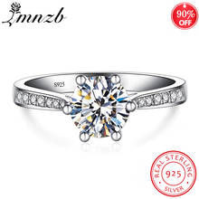 Anéis de prata esterlina 100% 925 com zircônia cz 1 ct 6mm, joias finas de noiva e noivado presente para mulheres lr010 2024 - compre barato