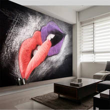 Hand Painted Oil Painting Red Lips with Love Background 3D Mural Wallpaper Bar Restaurant KTV Industrial Decor Wall Paper 3D 2024 - buy cheap
