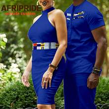 Couple Clothes Match Print African Clothing Dashiki Shirts and Pants for Men Bodycon Dress for Women Ankara Outfits A20C012 2024 - buy cheap