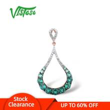 VISTOSO 9K 375 Rose/White Gold Shiny lab Created Emerald White Sapphire Pendant For Lady  Engagement Anniversary Fine Jewelry 2024 - buy cheap