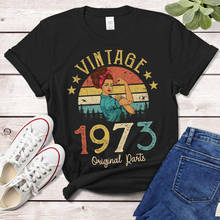 Vintage 1973 Original Parts Women Tshirt Cotton Colored Retro T-shirts 49 Years Old Birthday Gift Female Short Sleeve Tops 2024 - buy cheap