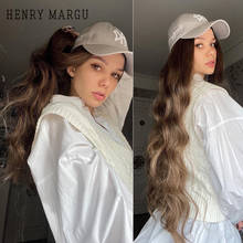 HENRY MARGU Dark Brown Ombre Wavy Wigs Long Synthetic Curly Natural Hair Wigs for Women Cosplay Party Hair Wigs Heat Resistant 2024 - buy cheap