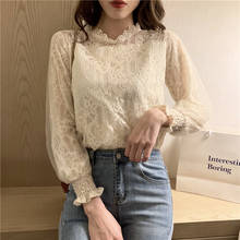 Spring korean Clothing New Women Tops Elegant Lace Lantern Sleeve Blusas mujer de moda 2022 Women long sleeve shirts 059J 2024 - buy cheap