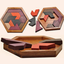 Wooden Hexagonal Puzzle Toys Jigsaw Board Child Educational Toys Montessori Toy Tangram Board IQ Brain Teaser Toy Gift for Child 2024 - buy cheap