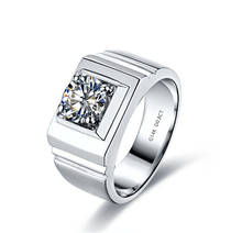 Anel masculino de ouro branco 14 quilates, alta qualidade, moissanite, anel de casamento masculino, teste de pedra positiva, joia ceritiva c & c 2024 - compre barato