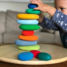 Wood Pebble Balance Blocks Wooden Rainbow Stacking Toys Creative Jenga Colored Stone Building Blocks Educational Toys for Kids 2024 - buy cheap