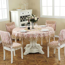 Toalha de mesa redonda bordado pastoral toalha de mesa de jantar toalhas turntable dobrável casa de flor de renda capa de cadeira 2024 - compre barato