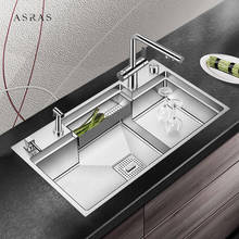 ASRAS New Handmade Brushed Stepped Kitchen Sink 4mm Thickness 220mm Depth Large Size Single Kitchen Stepped Sink 2024 - buy cheap