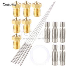 Creativity 0.4mm V5 V6 Brass Extruder Nozzle with Cleaning Needle Print Head 0.4mm Drill 1M PTFE  Tube for E3D V6 3D Printer 2024 - buy cheap