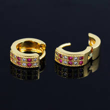 Micro brincos femininos cheios de ouro, vermelho e claro, argola, huggie, casamento, mulheres 2024 - compre barato