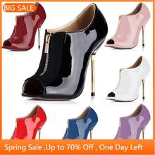 CHMILE CHAU Sexy Party Ankle Boots Women Zip Peep Toe Stiletto Iron High Heel Bootie Bottes cheville Femmes Talon Haut 3845-h2 2024 - buy cheap