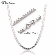 2mm 35/40/45/50/55/60/80cm Real Pure Solid 925 Sterling Silver Box Chain Necklace Women Kids Men Jewelry Heavy Kolye Collares 2024 - buy cheap