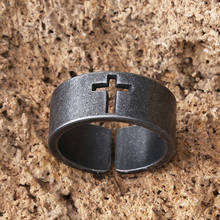 Simple Black Stainless Steel Cross Rings For Men Punk Christian Men Ring Fashion Jewelry Best Gift For Friends 2024 - buy cheap