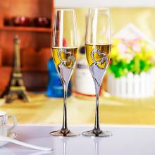 2Pcs Wedding Champagne Glass Cup Crystal Silver Toasting Flutes Long Wine Diamond Ring Glass for Party Decoration Gift 2024 - buy cheap