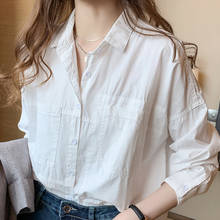 Blusa De manga larga para Mujer, camisa blanca con cuello vuelto, para oficina, D436, 2021 2024 - compra barato