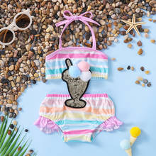 0-24M Baby Girls Swimwear 2022 Summer Ice Cream Cut Out Fake Two Piece Bikini Set Infant Swimsuit Toddler Bathing Suit Beachwear 2024 - buy cheap