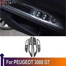 For Peugeot 3008 GT 2017-2020 Carbon Fiber Interior Accessories Window Lift Switch Button Cover Trims Door Armrest Panel Frame 2024 - buy cheap