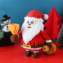Christmas Tree Church Model Building Blocks Santa Claus Reindeer Sleigh 3D Miniature Building Blocks Snowman Christmas Gift Toy 2024 - buy cheap