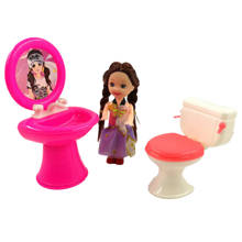 3 Items= Super Cute Dolls Kelly + Closestool + Washbasin Toilet Wash Devices Dollhouse Furniture For Barbie Doll Bathroom Set 2024 - buy cheap