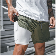 Mens Shorts 2 In 1 Pocket Pants Drawstring Gym Running Joggers Shorts Fitness Sweatpant Short Pants Men's Clothing 2024 - buy cheap