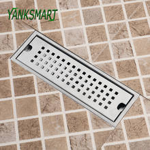 YANKSMART Chrome Polished Rectangle 100mm*300mm Art Carved Cover Waste Floor Drains Bathroom Accessaries 304 Stainless Steel 2024 - buy cheap