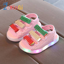 Размеры 21-30; Босоножки для девочек 2021 летняя новая детская обувь со светодиодной подсветкой для мальчиков светодиодный светильник сандалии для детей в виде цветов; sandalia infantil menina 2024 - купить недорого